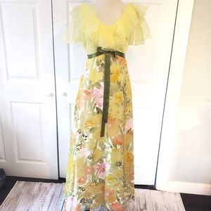 "Bridgerton" Floral High-Waist Gown